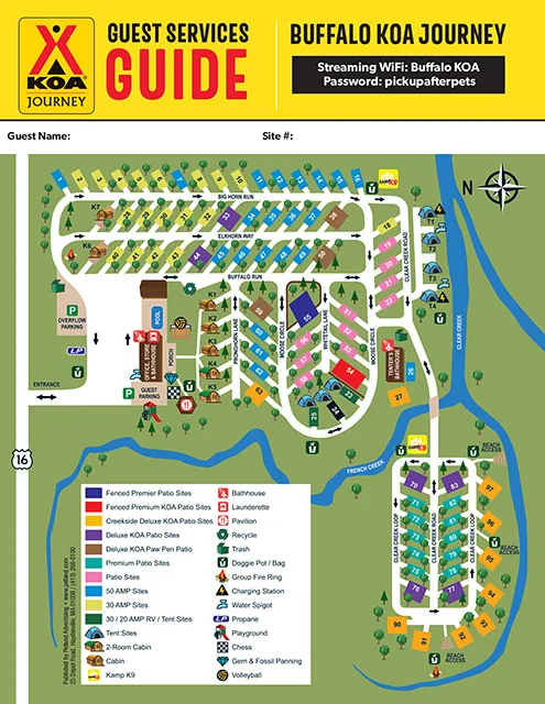 Buffalo KOA Journey site map