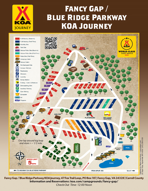 Fancy Gap KOA Journey site map