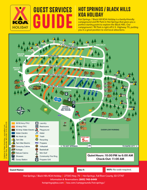 Hot Springs / Black Hills KOA Holiday site map