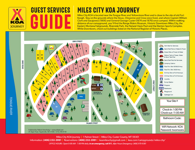 Miles City KOA Journey site map