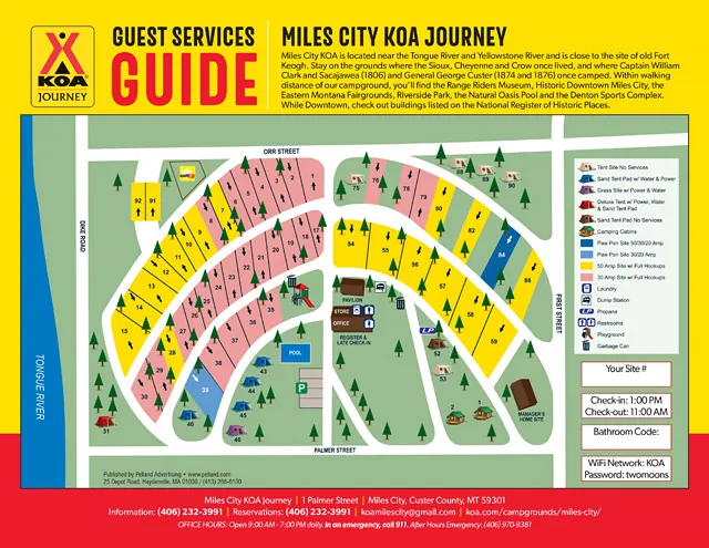 Miles City KOA Journey site map