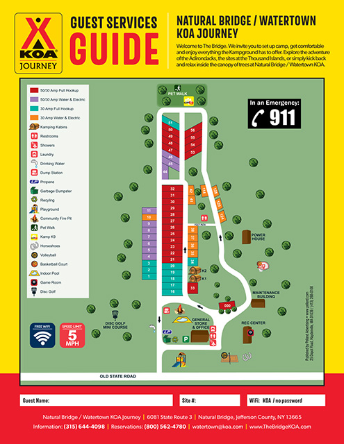 Natural Bridge / Watertown KOA Journey site map