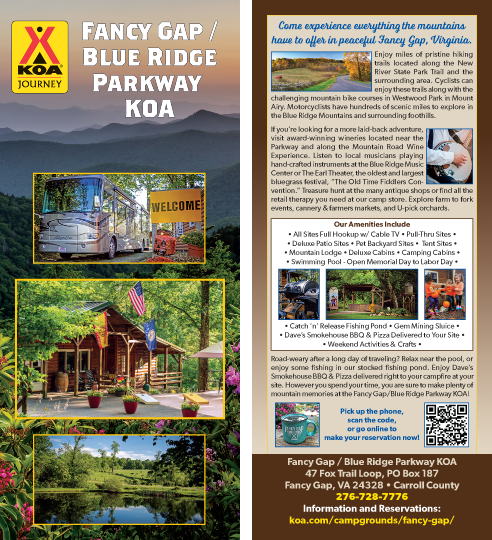 Fancy Gap KOA Journey rack card