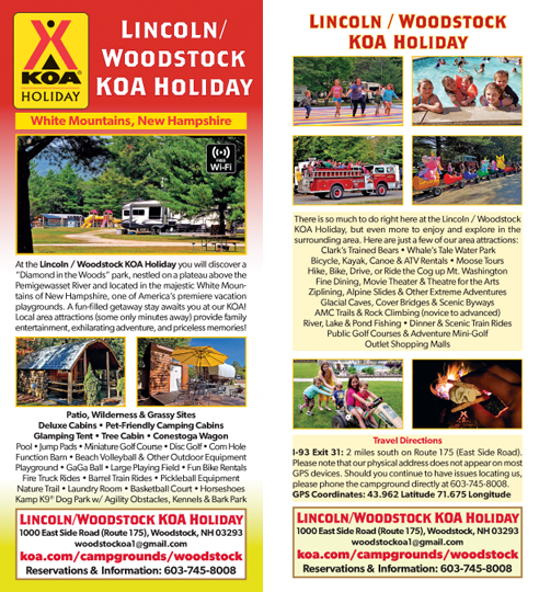 Lincoln / Woodstock KOA Holiday rack card