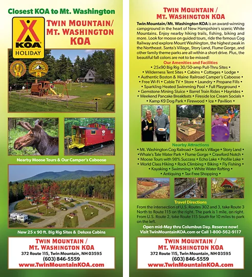 Twin Mountain / Mt. Washington KOA Holiday rack card