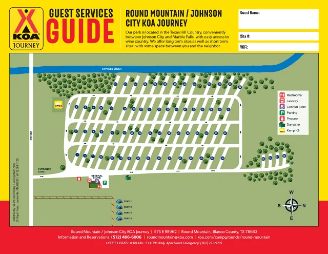 Round Mountain / Johnson City KOA Journey site map