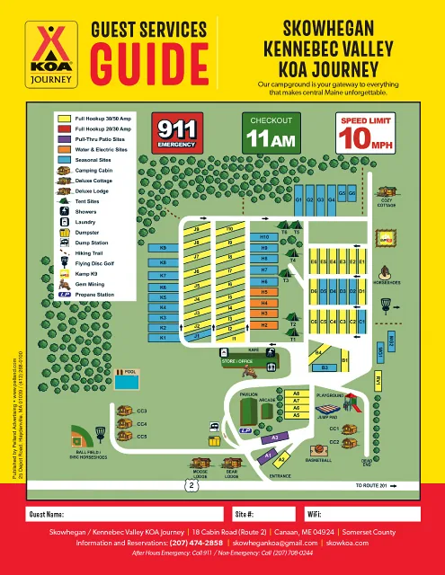 Skowhegan / Kennebec Valley KOA Journey site map