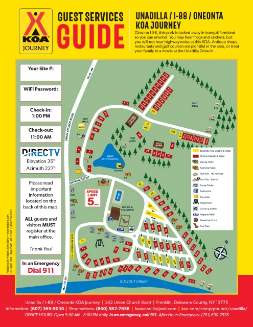 Unadilla / I-88 / Oneonta KOA Journey site map