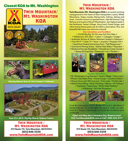 Twin Mountain / Mt. Washington KOA Rack Card