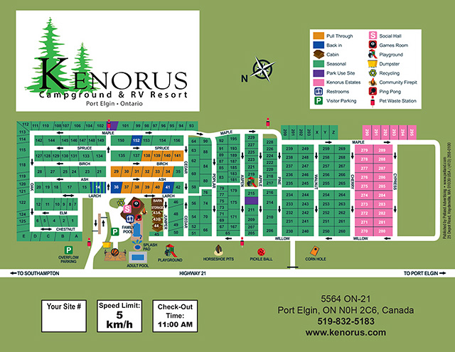 Kenorus Campground & RV Resort Site Map