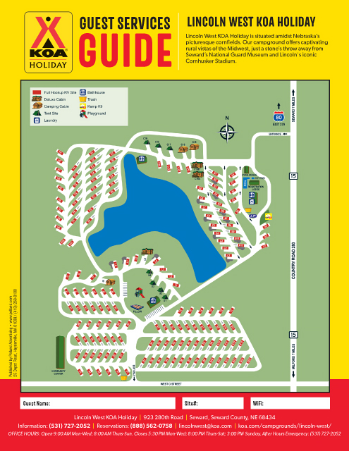 Lincoln West KOA Holiday Site Map
