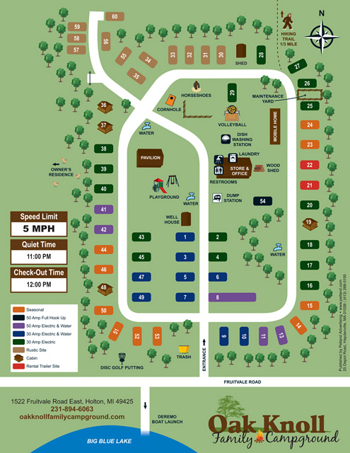 Oak Knoll Family Campground Site Map