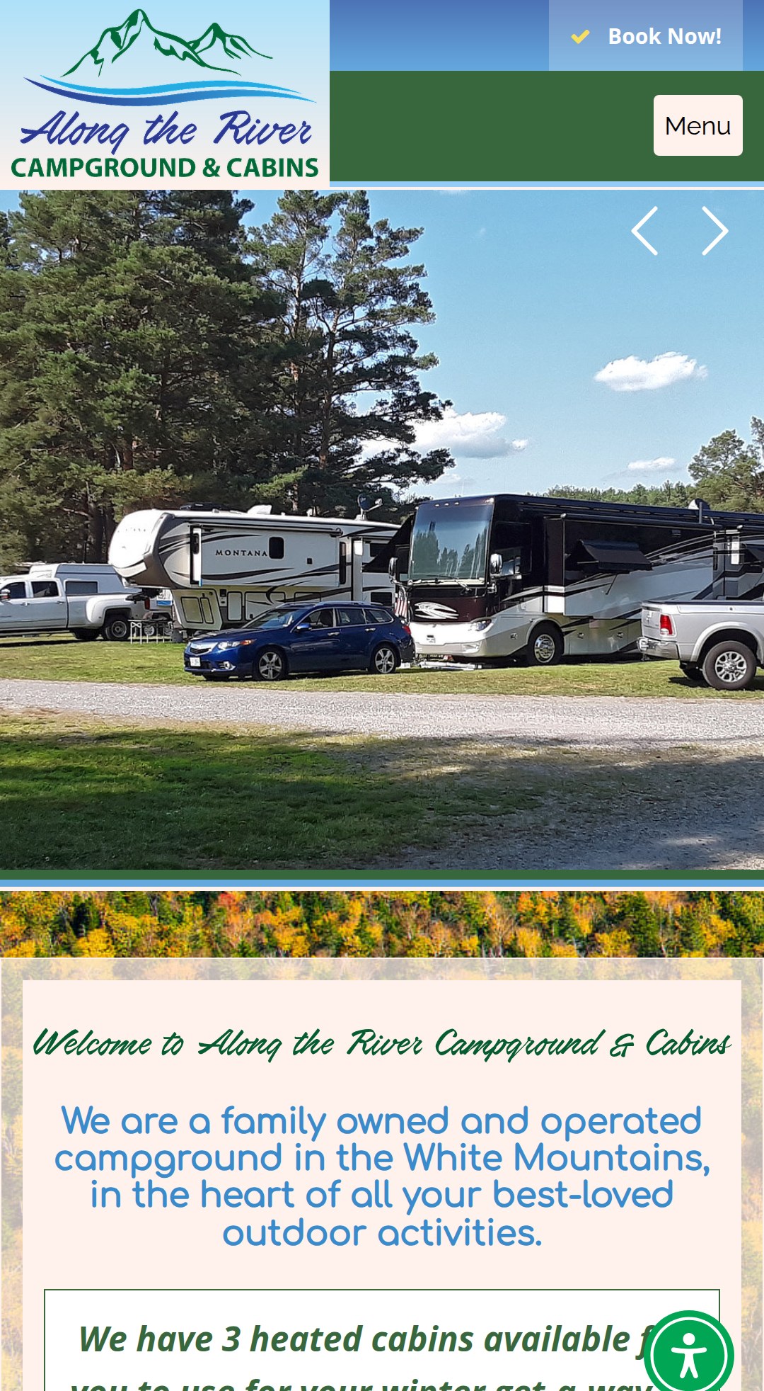 Along the River Campground mobile homepage