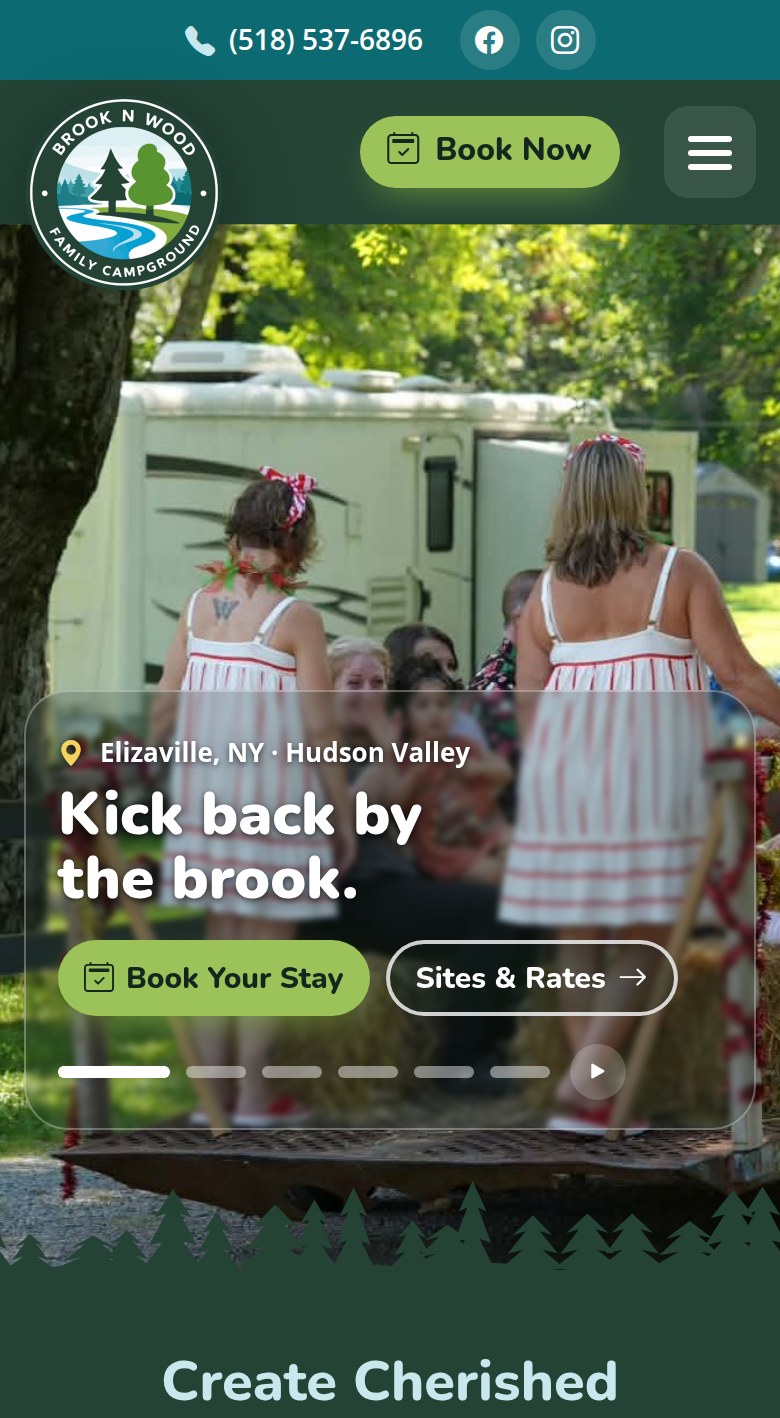Brook N Wood Family Campground mobile homepage