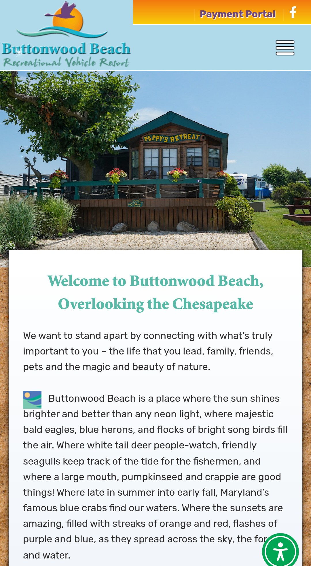 Buttonwood Beach mobile homepage
