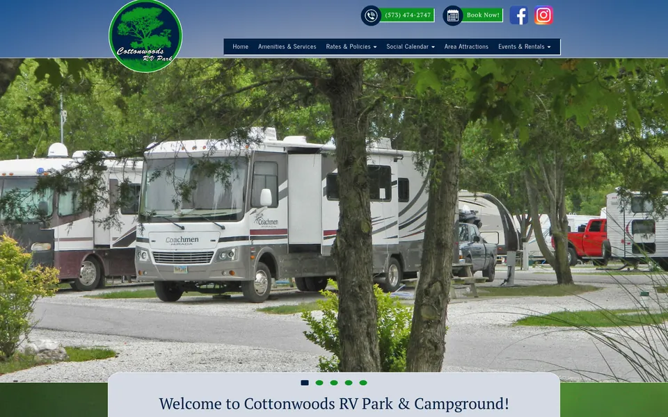 Cottonwoods RV Park website