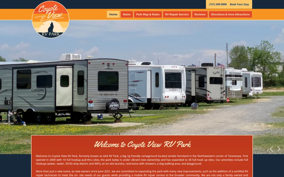 Coyote View RV Park website