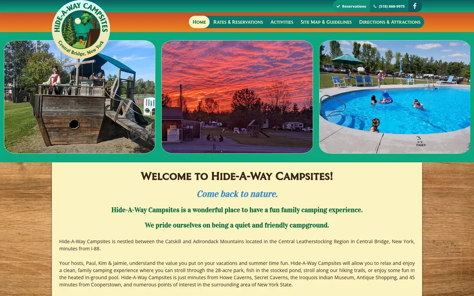 Hide-A-Way Campsites website