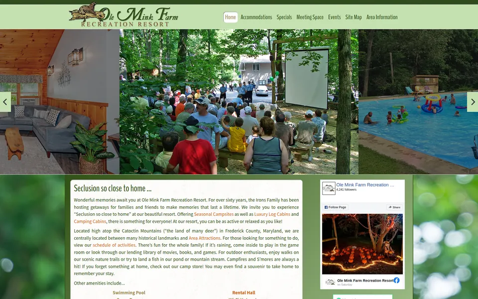 Ole Mink Farm Recreation Resort website
