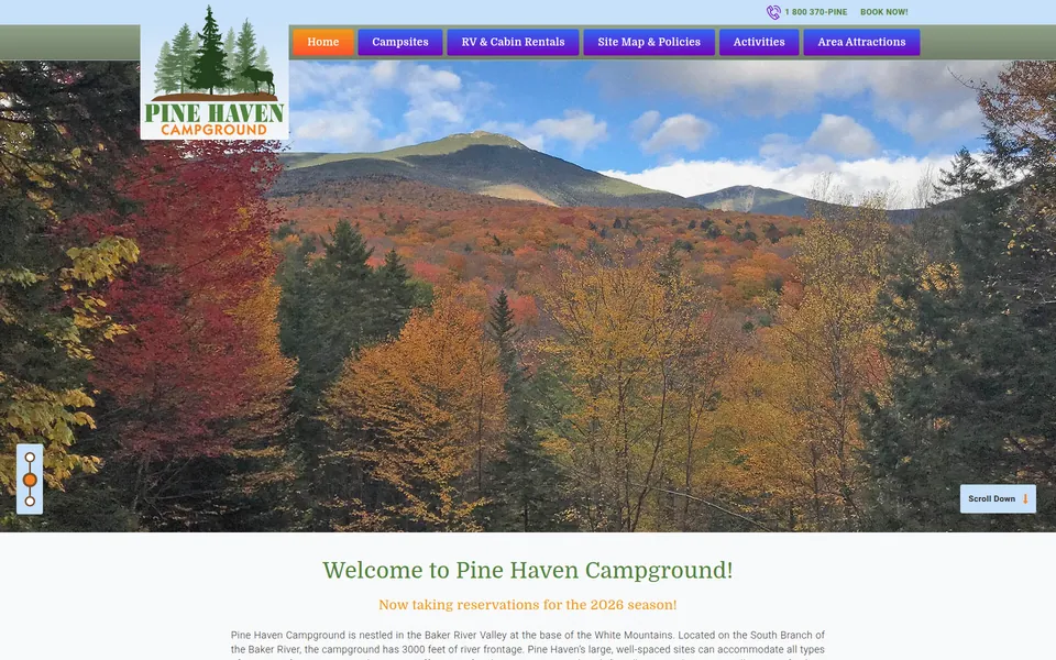 Pine Haven Campground website