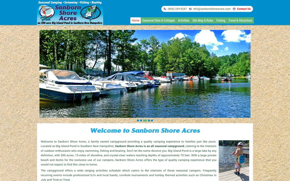 Sanborn Shore Acres Campground website
