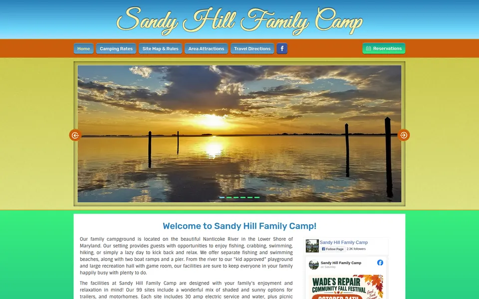 Sandy Hill Family Camp website