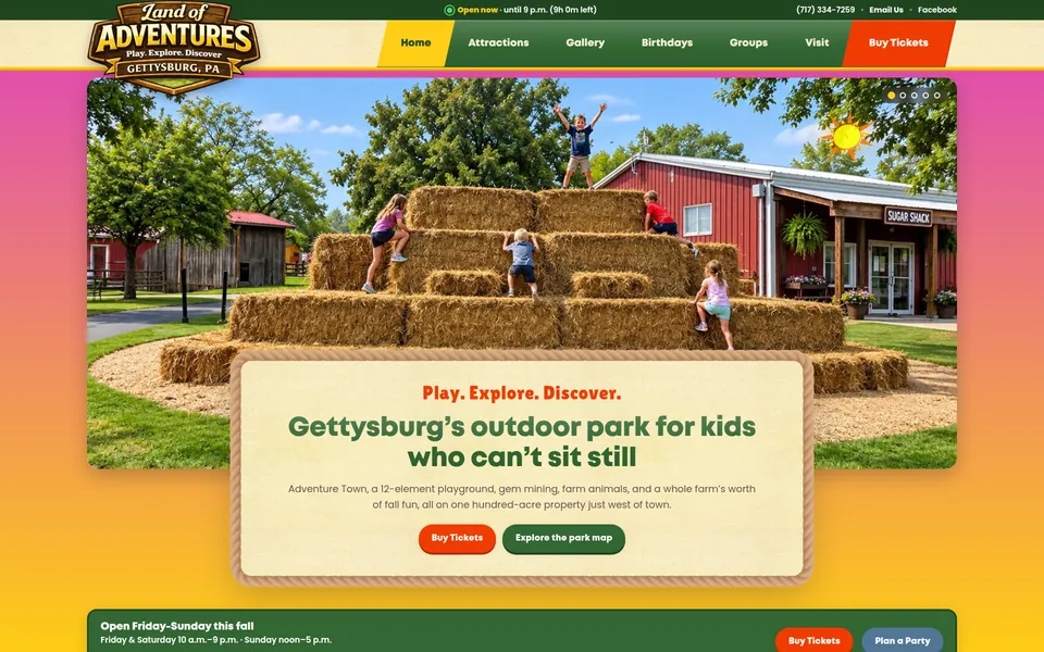 The Land of Adventures website