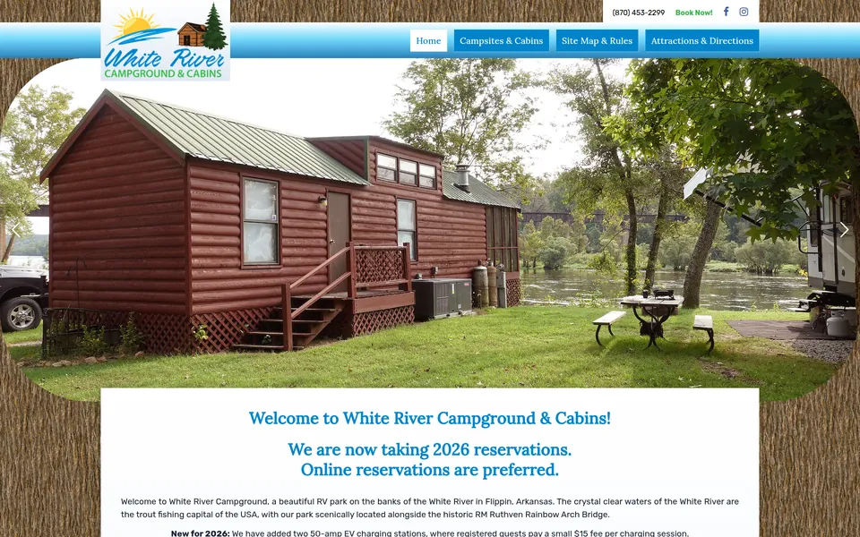 White River Campground & Cabins website