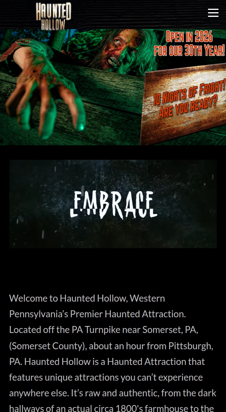Haunted Hollow mobile homepage