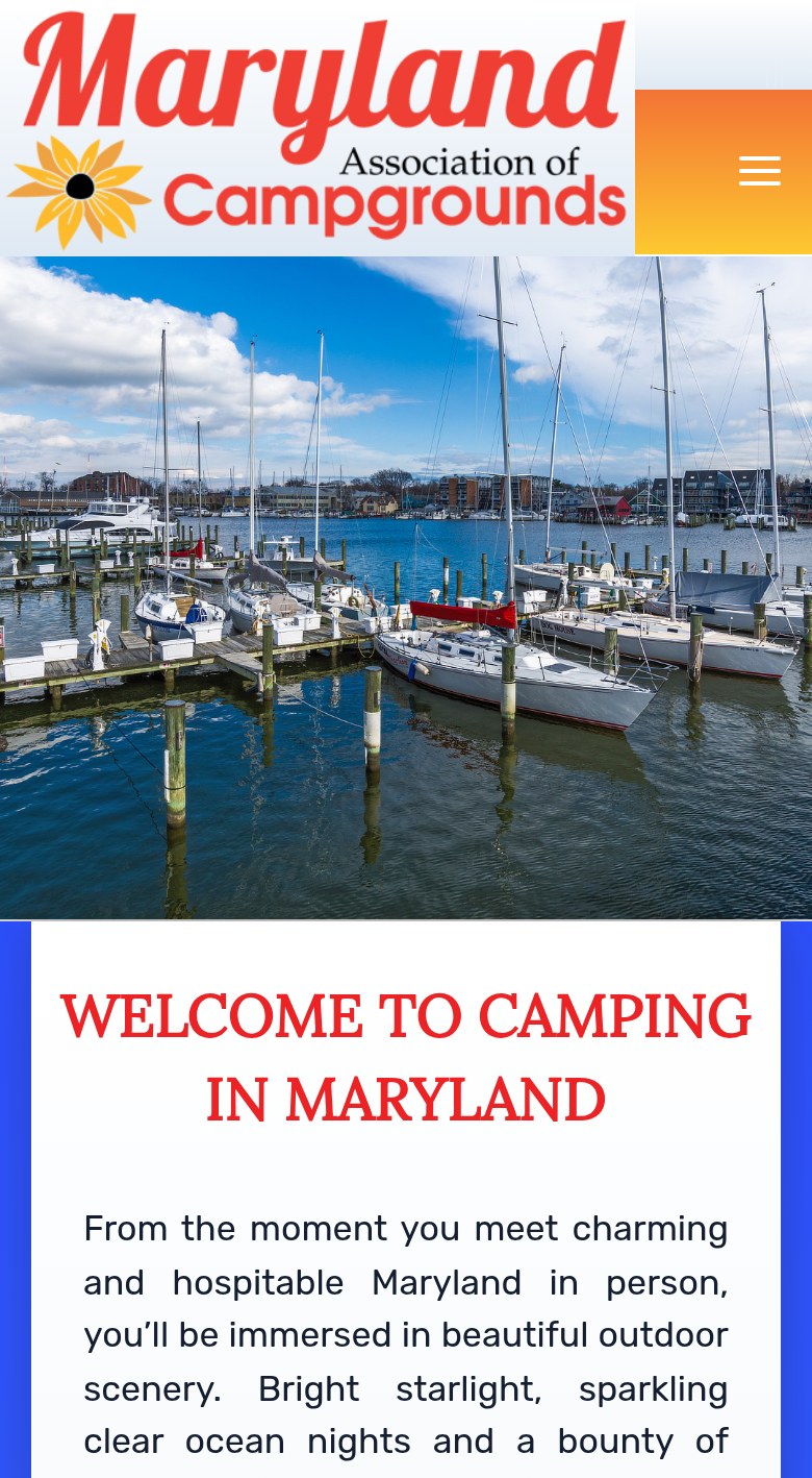 Maryland Association of Campgrounds mobile homepage