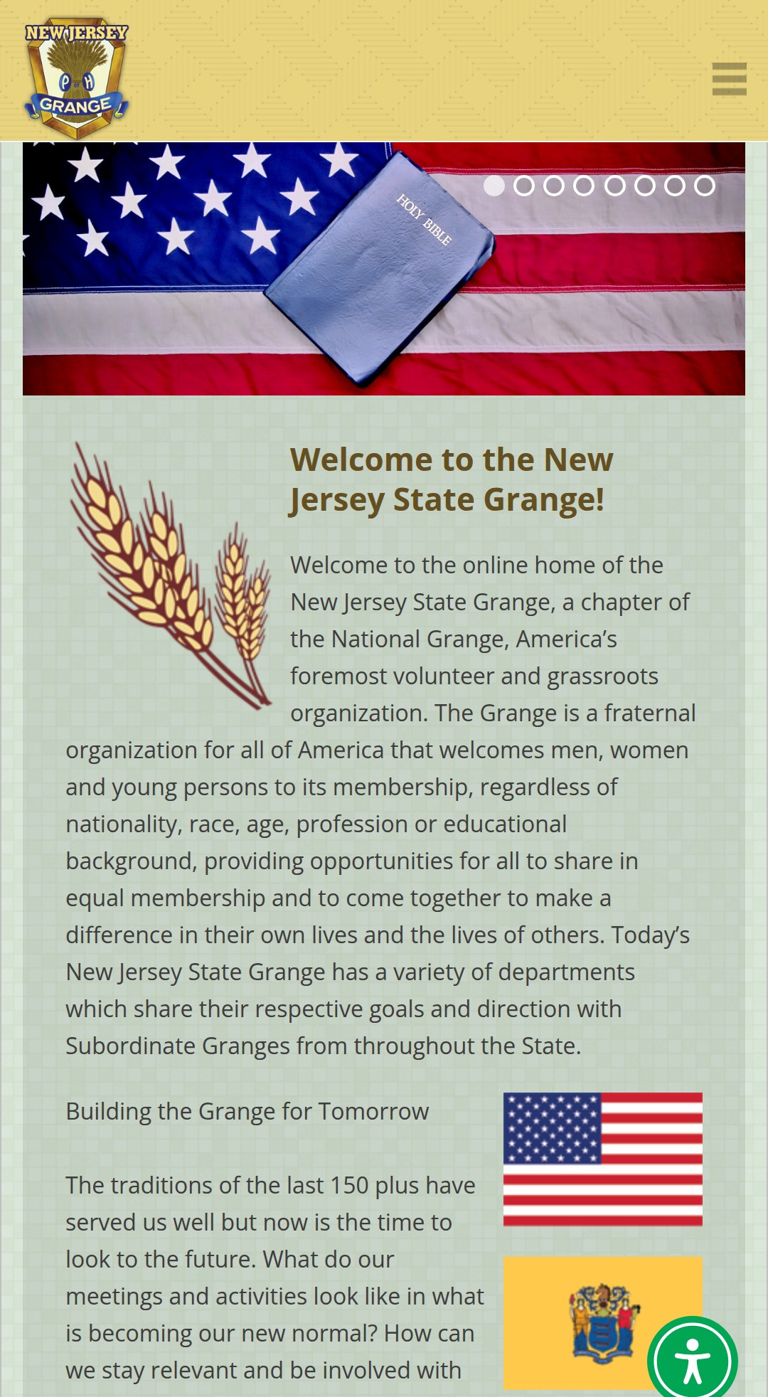 New Jersey State Grange mobile homepage
