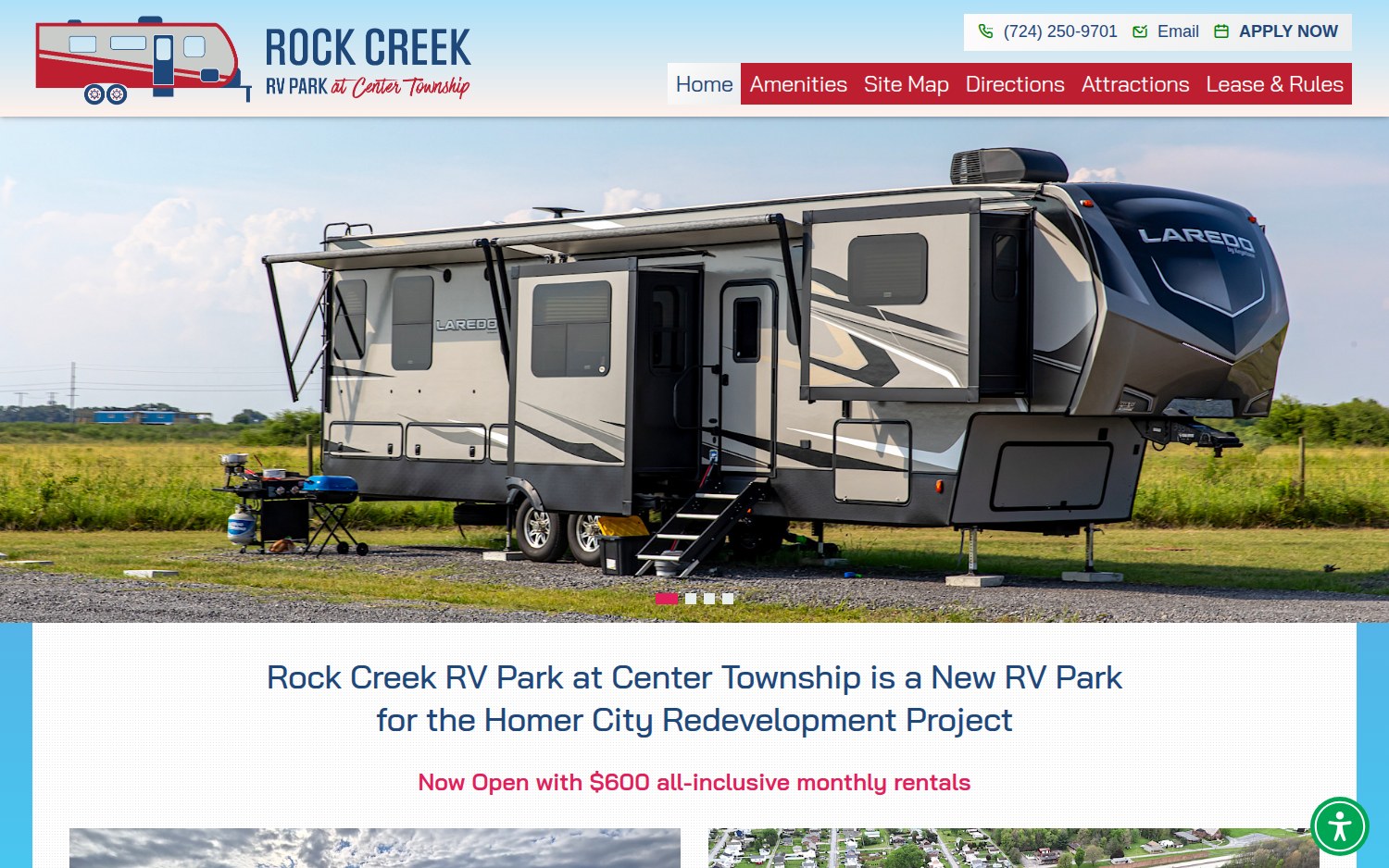 Rock Creek RV Park at Center Township website