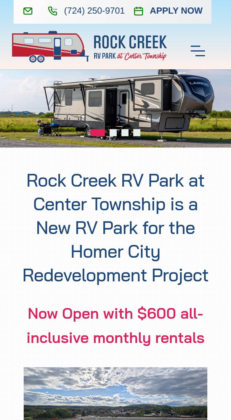 Rock Creek RV Park at Center Township mobile homepage