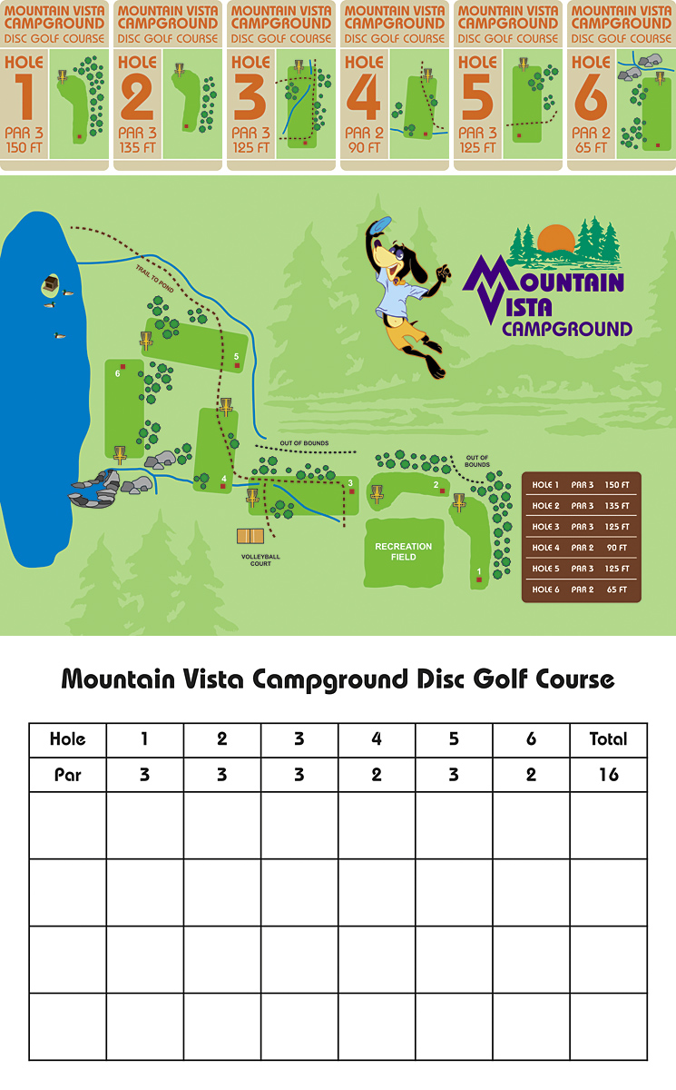 Mountain Vista Disc Golf Course signage and score cards