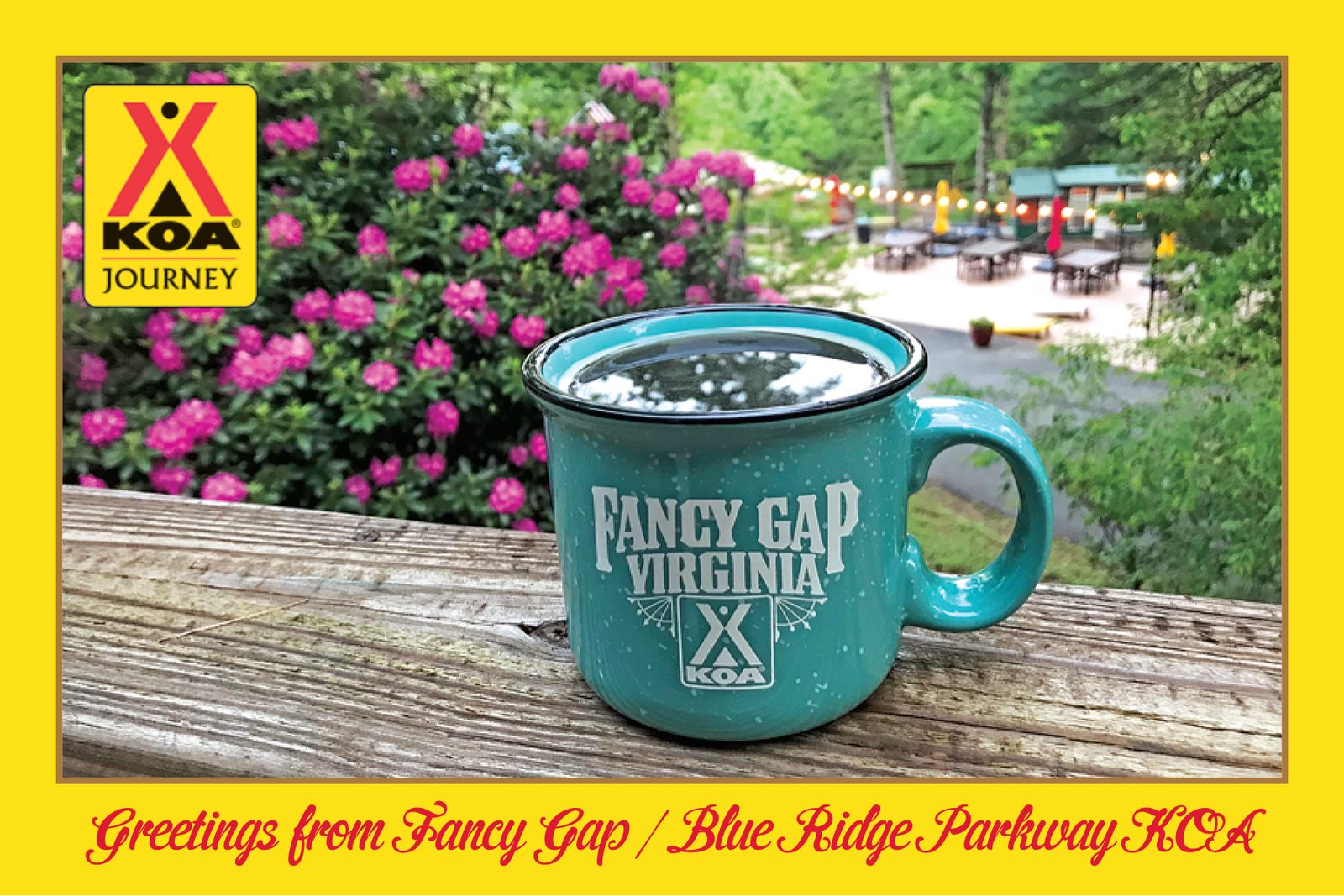 Fancy Gap KOA Journey coffee mug postcard