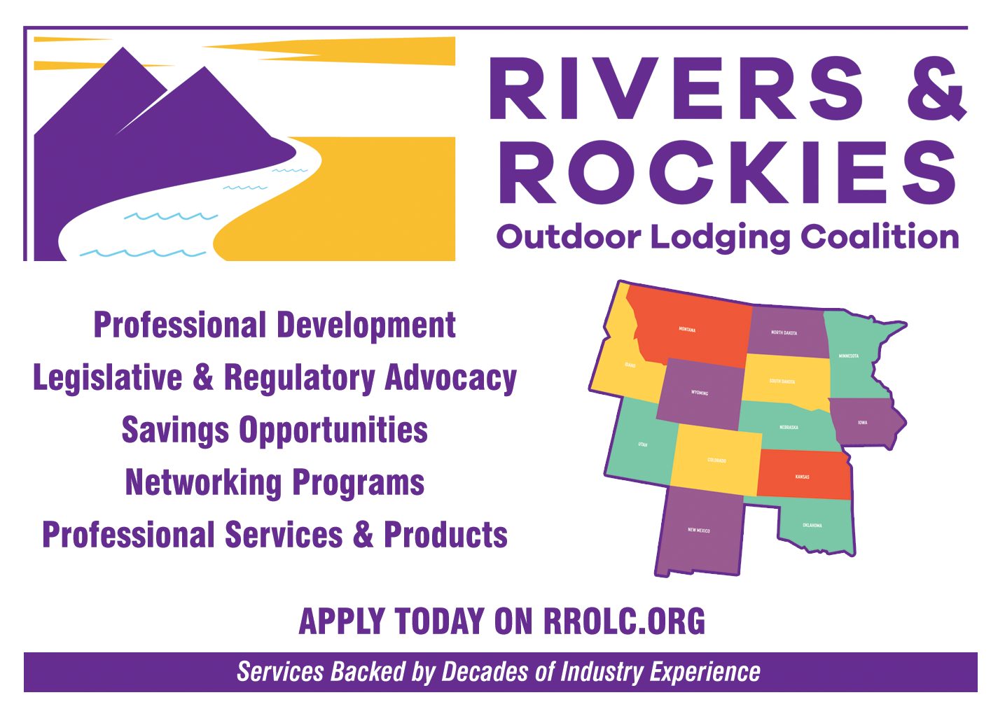 Rivers & Rockies Outdoor Lodging Coalition display ad, 2025