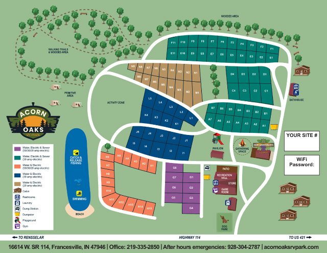 Acorn Oaks RV Park site map