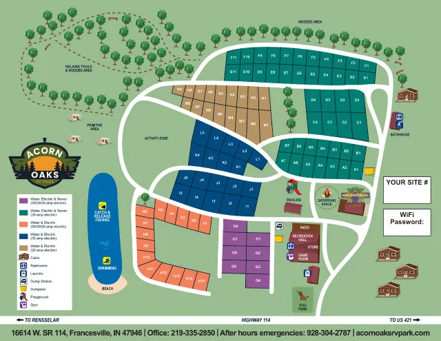 Acorn Oaks RV Park site map