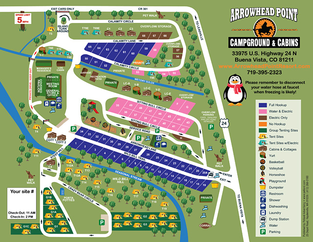 Arrowhead Point Campground & Cabins site map