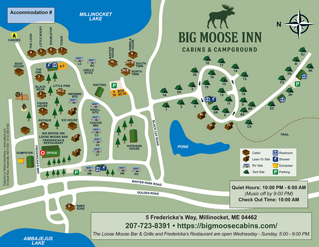 Big Moose Inn Cabins & Campground site map