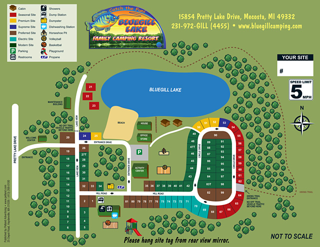 Bluegill Lake Family Camping Resort site map