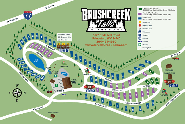 Brush Creek Falls RV Resort site map