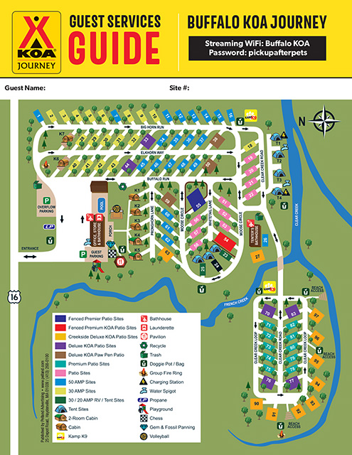 Buffalo KOA Journey site map