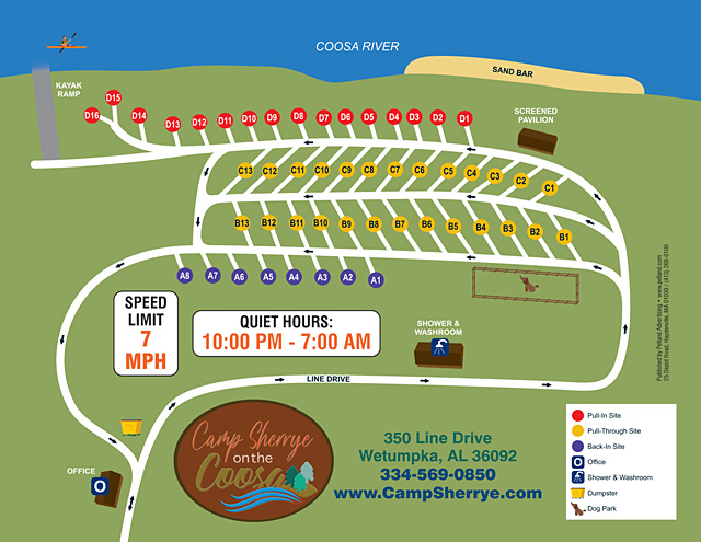 Camp Sherrye on the Coosa site map