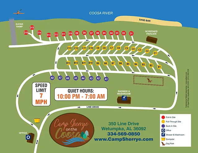 Camp Sherrye on the Coosa site map