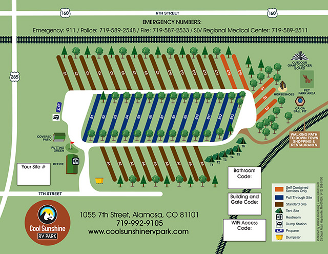 Cool Sunshine RV Park site map