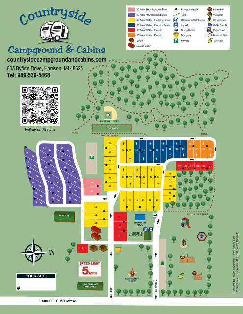 Countryside Campground & Cabins site map
