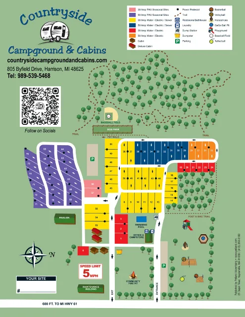 Countryside Campground & Cabins site map