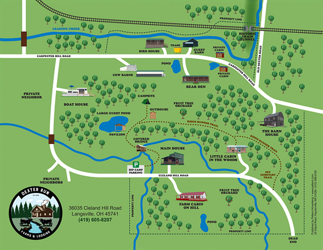 Dexter Run Farms & Lodging site map