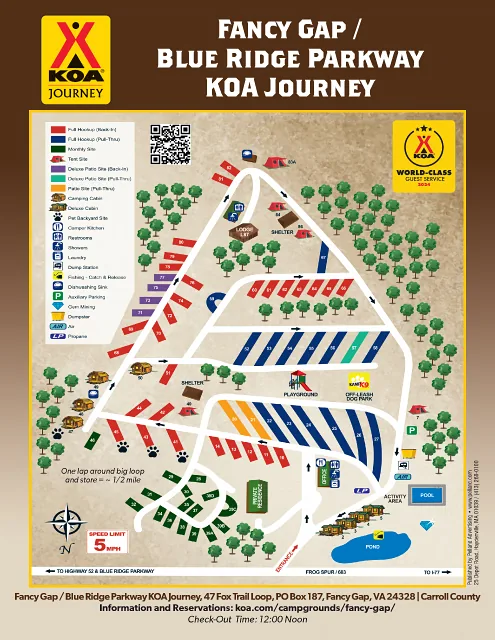 Fancy Gap KOA Journey site map
